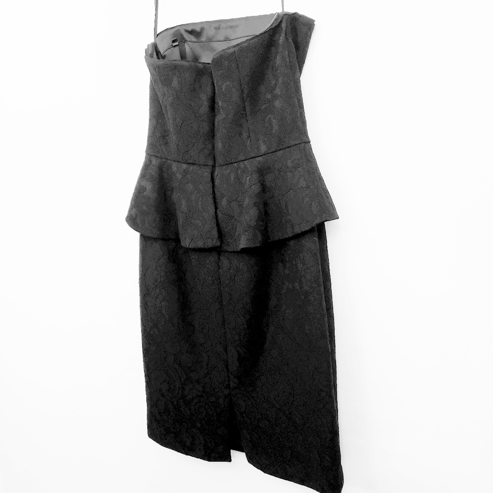 Nwot White House Black Market Strapless Black Lace Peplum Dress - Picture 14 of 16